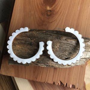 Desideria Scalloped Hoop Earrings in White!